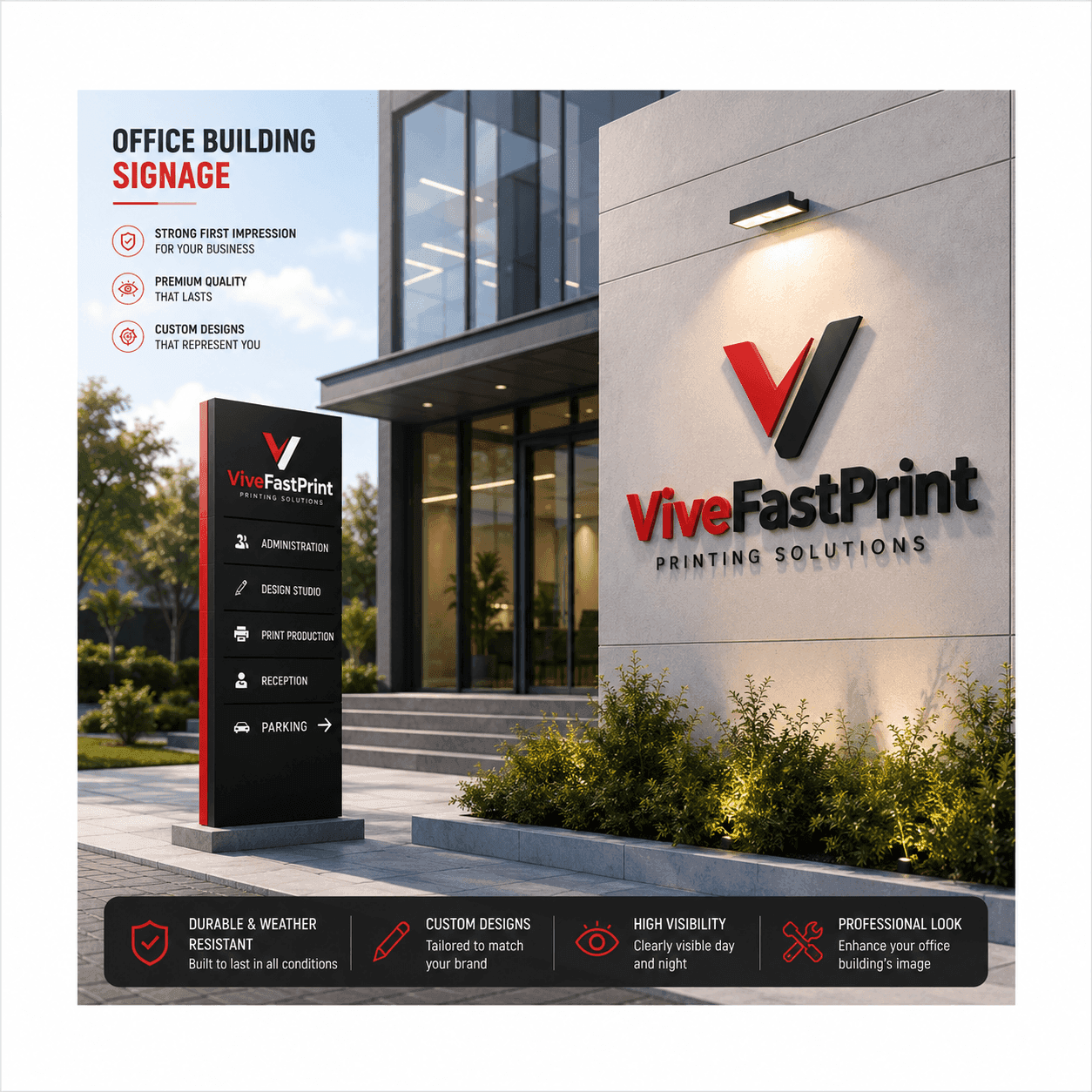 Office Building Signage — printing services in Dubai